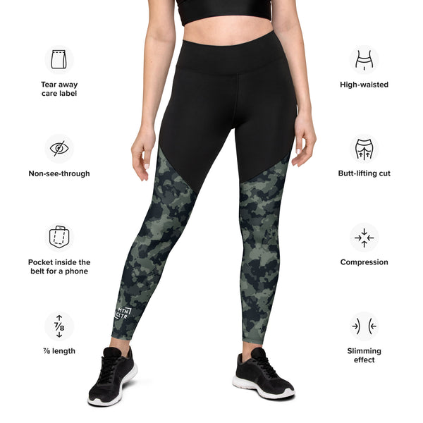 MTN CLTR Green Camo Sports Leggings